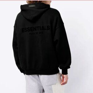 Fear of God Essentials Logo-Print Hoodie – Black – XS – Good Condition